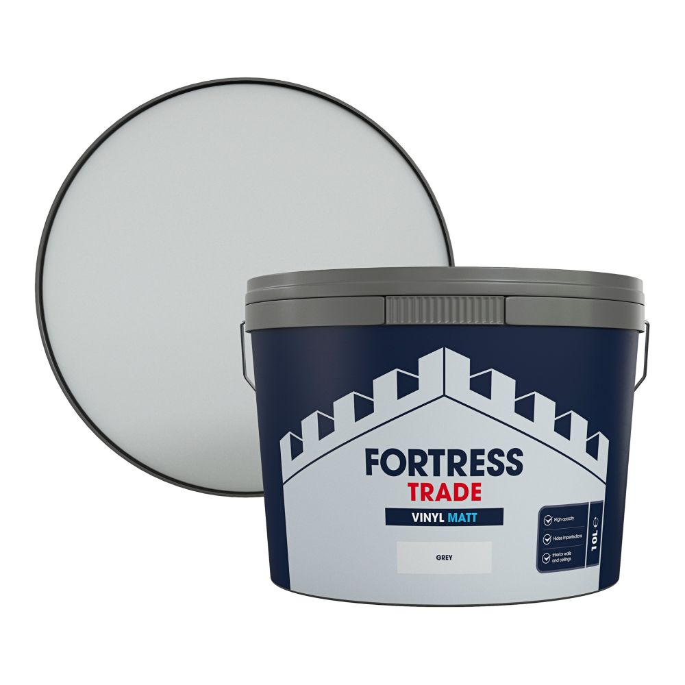 Fortress Trade 10Ltr Grey Vinyl Matt Emulsion Paint Screwfix