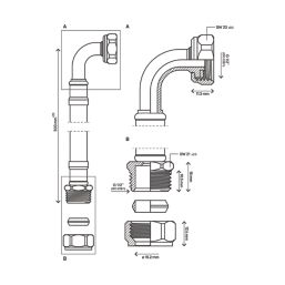 Flomasta Bent Flexible Compression Hose 15mm x 1/2" x 500mm