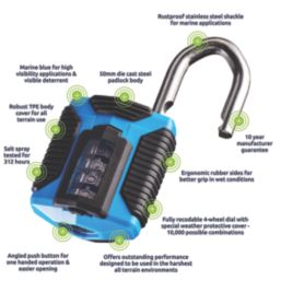 Squire CP50 ATLS Weatherproof  Combination  Padlock Blue 50mm
