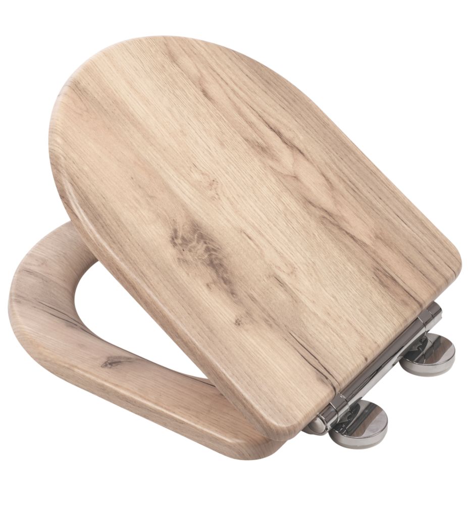 Croydex Varese Soft Close with Quick Release Toilet Seat Moulded Wood Natural Finish