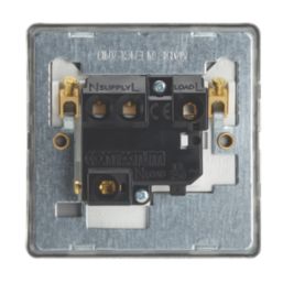 Contactum Lyric 13A Switched Fused Spur  Brushed Steel with White Inserts