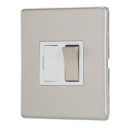 Contactum Lyric 13A Switched Fused Spur  Brushed Steel with White Inserts