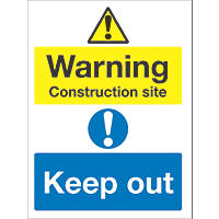 "Warning Construction Site Keep Out" Sign 400 x 300mm