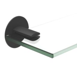 Swirl Caldew Black Stainless Steel, Tempered Glass & Zinc Alloy Bathroom Shelf 400mm x 107mm x 50mm
