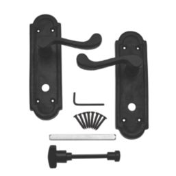 Essentials Turnberry LoB Bathroom Door Handles Pair Black