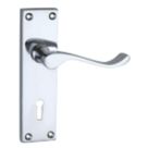 Smith & Locke  Fire Rated Lock Door Handles Pair Polished Chrome