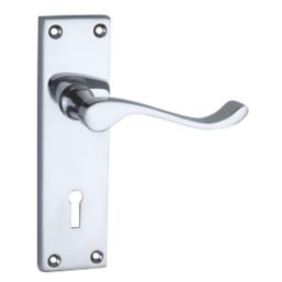 Smith & Locke  Fire Rated Lock Door Handles Pair Polished Chrome
