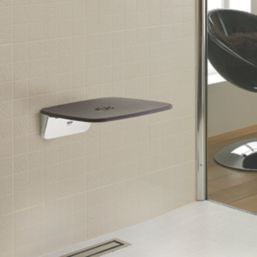 Mira Wall Mounted Premium Shower Seat Grey/Chrome