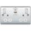British General Nexus Metal 13A 2-Gang SP Switched Socket + 3A 45W 2-Outlet Type A & C USB Charger Polished Chrome with White Inserts