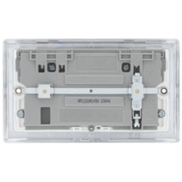 British General Nexus Metal 13A 2-Gang SP Switched Socket + 3A 45W 2-Outlet Type A & C USB Charger Polished Chrome with White Inserts