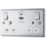 British General Nexus Metal 13A 2-Gang SP Switched Socket + 3A 45W 2-Outlet Type A & C USB Charger Polished Chrome with White Inserts