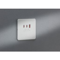 Knightsbridge  5A 63W 3-Outlet Type A & C USB Socket Matt White with White Inserts