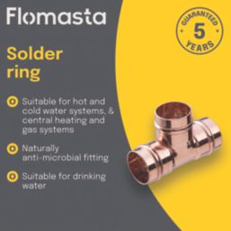 Flomasta  Brass Solder Ring Equal Tees 15mm 10 Pack