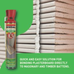 Soudal Genius Gun Plasterboard Adhesive PU Foam Hand-Held 750ml