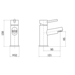 ETAL Juke Brushed Brass 150mm Cloakroom Lever Mono Basin Mixer Tap