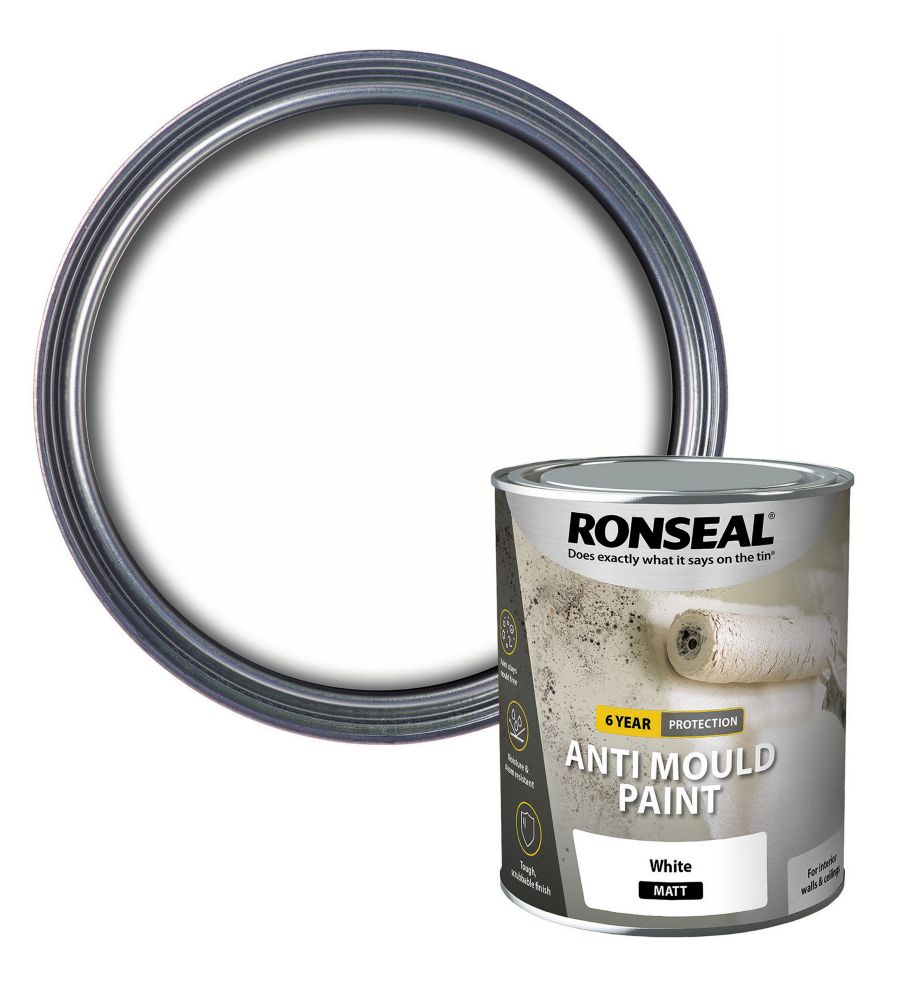 Ronseal Anti Mould Paint White Matt 2.5Ltr Screwfix
