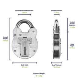 Squire 555 Stainless Steel  Weatherproof   Padlock 51mm 1 Pack