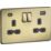 Knightsbridge  13A 2-Gang SP Switched Socket + 4.0A 20W 2-Outlet Type A & C USB Charger Polished Brass with Black Inserts