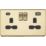 Knightsbridge  13A 2-Gang SP Switched Socket + 4.0A 20W 2-Outlet Type A & C USB Charger Polished Brass with Black Inserts