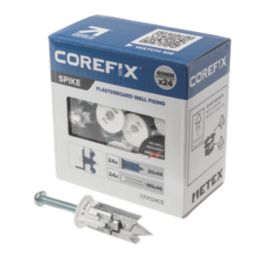 Corefix CFX124CS No Drill Heavy Duty Plasterboard Fixings 20mm x 44mm 24 Pack