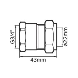 Flomasta  Brass Compression Adapting Female Coupler 22mm x 3/4"