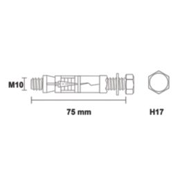 Easyfix Bolt Head Shield Anchors M10 x 75mm 5 Pack