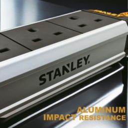 Stanley 13A 3-Gang Unswitched  Power Strip With Foldable Hook Black 3m