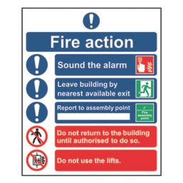 Essentials  Non Photoluminescent "Fire Action Procedure" Sign 300mm x 250mm