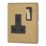 Contactum Lyric 13A 1-Gang DP Switched Socket Outlet Brushed Brass  with Black Inserts