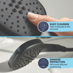 Grohe Vitalio Comfort 250 HP Rear-Fed Exposed Matt Black Thermostatic Shower System with Bath Outlet