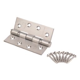 Smith & Locke  Satin Stainless Steel Grade 11 Fire Rated Ball Bearing Hinges 102mm x 76mm 3 Pack