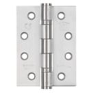 Smith & Locke  Satin Stainless Steel Grade 11 Fire Rated Ball Bearing Hinges 102mm x 76mm 3 Pack