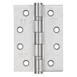 Smith & Locke  Satin Stainless Steel Grade 11 Fire Rated Ball Bearing Hinges 102mm x 76mm 3 Pack
