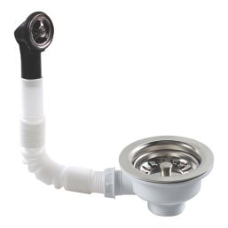 1 Bowl Kitchen Sink Waste Polished Stainless Steel 114mm