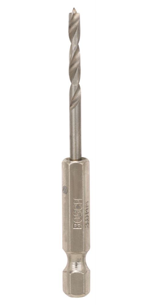 Bosch Hex Shank Double Flute Brad Point Wood Drill Bit 3mm x 74mm Screwfix