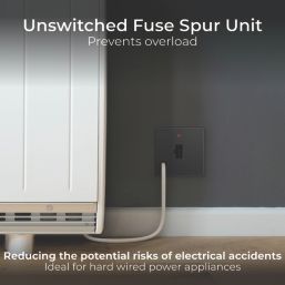 British General Evolve 13A Unswitched Fused Spur with LED Black with Black Inserts