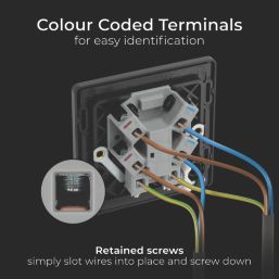 British General Evolve 13A Unswitched Fused Spur with LED Black with Black Inserts