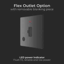 British General Evolve 13A Unswitched Fused Spur with LED Black with Black Inserts