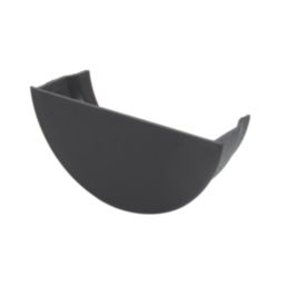 FloPlast Cast Iron Effect Half Round Internal Stop End Black 112mm