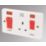 Crabtree Capital 45A 2-Gang DP Cooker Switch & 13A DP Switched Socket White with Neon