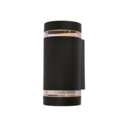Lutec Focus Outdoor Up & Down Wall Light With Photocell Matt Black