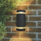 Lutec Focus Outdoor Up & Down Wall Light With Photocell Matt Black