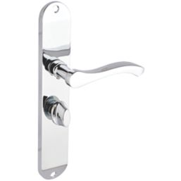 Smith & Locke Bigbury Fire Rated Long WC Door Handles Pair Polished Chrome
