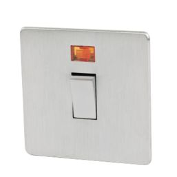 Crabtree Platinum 20A 1-Gang DP Control Switch Satin Chrome with Neon