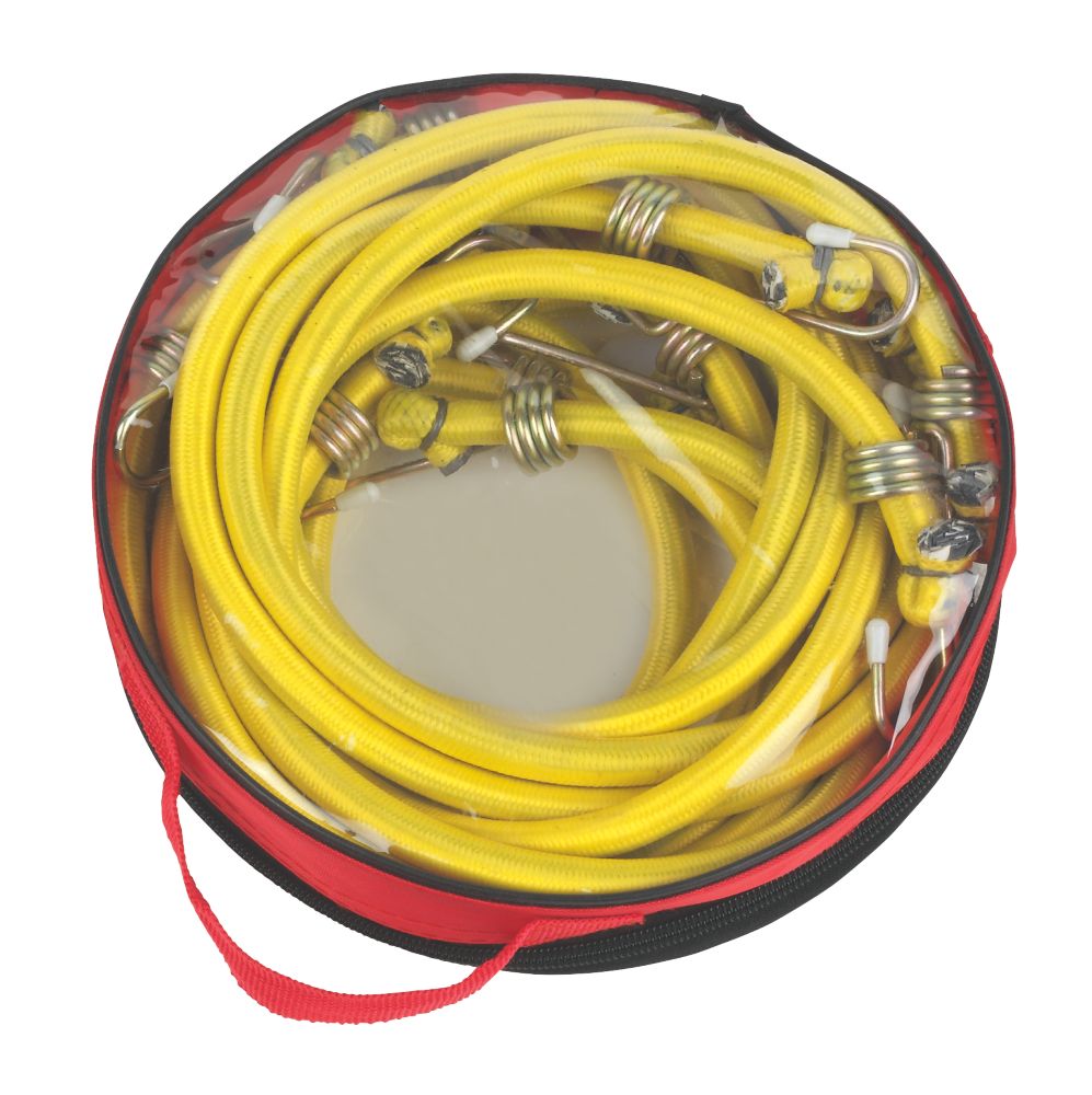 Bungee Cords with Zinc Hooks 1200mm x 12mm 6 Pack Screwfix