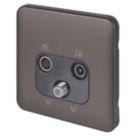 Schneider Electric Lisse Deco 1-Gang Triplex Multimedia Socket Mocha Bronze with Black Inserts