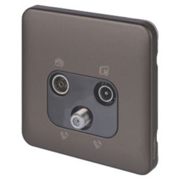 Schneider Electric Lisse Deco 1-Gang Triplex Multimedia Socket Mocha Bronze with Black Inserts