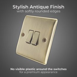 British General Nexus Metal 20A 16AX 2-Gang 2-Way Light Switch  Antique Brass