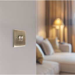 British General Nexus Metal 20A 16AX 2-Gang 2-Way Light Switch  Antique Brass
