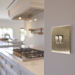 British General Nexus Metal 20A 16AX 2-Gang 2-Way Light Switch  Antique Brass
